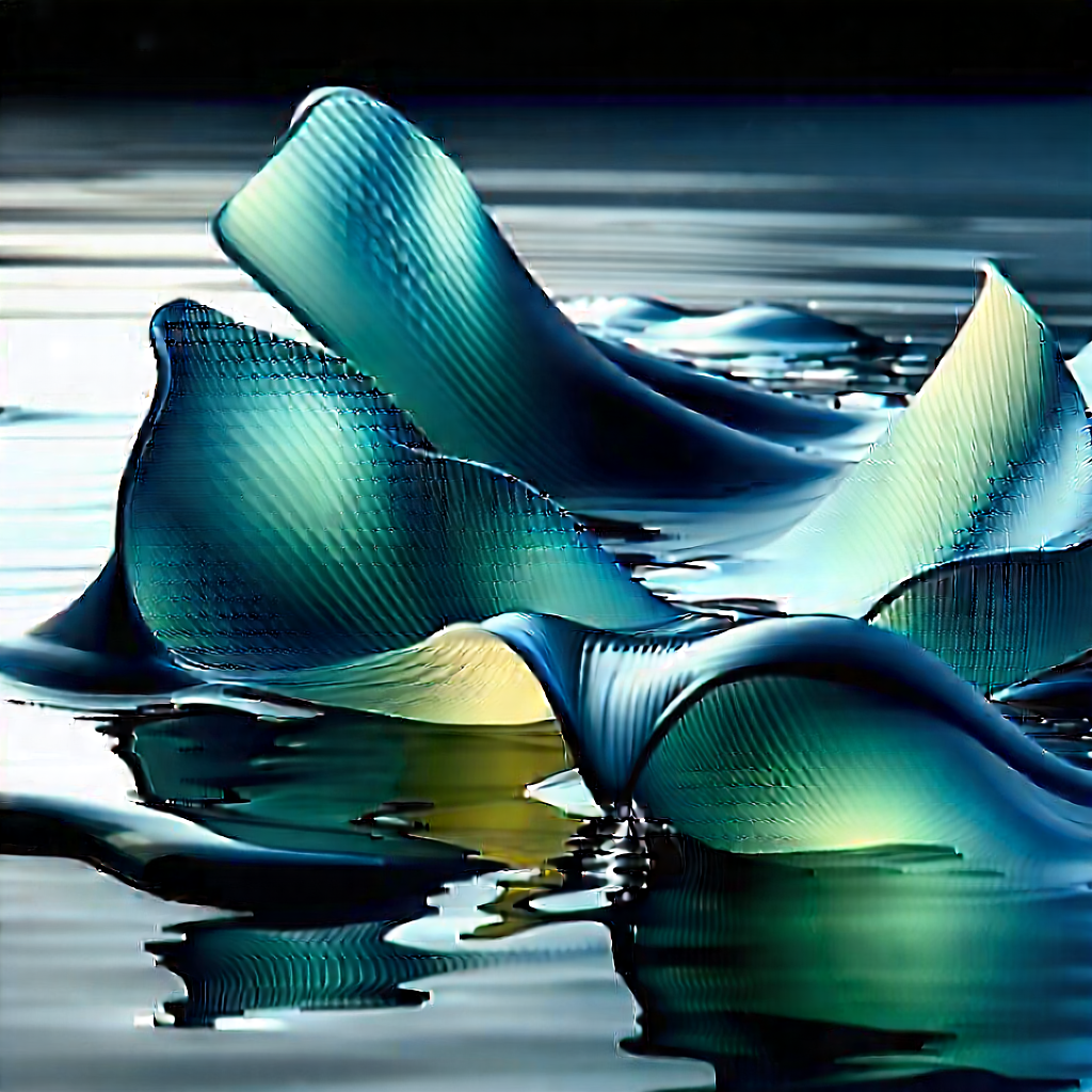Abstract 3d Render: Liquid Forms With Image, There