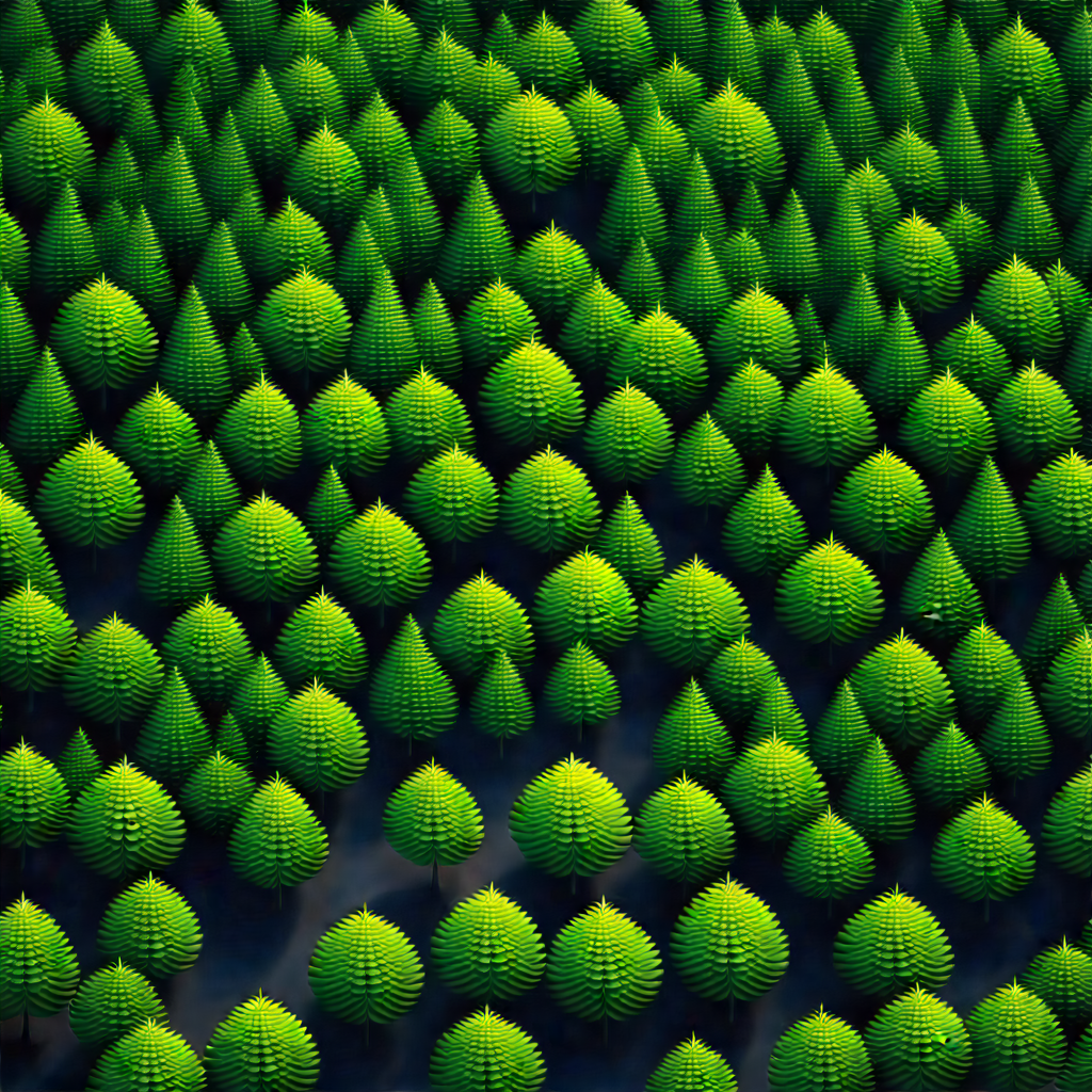 Nature 3D Render: Aerial view of (forest:1.3) canopy