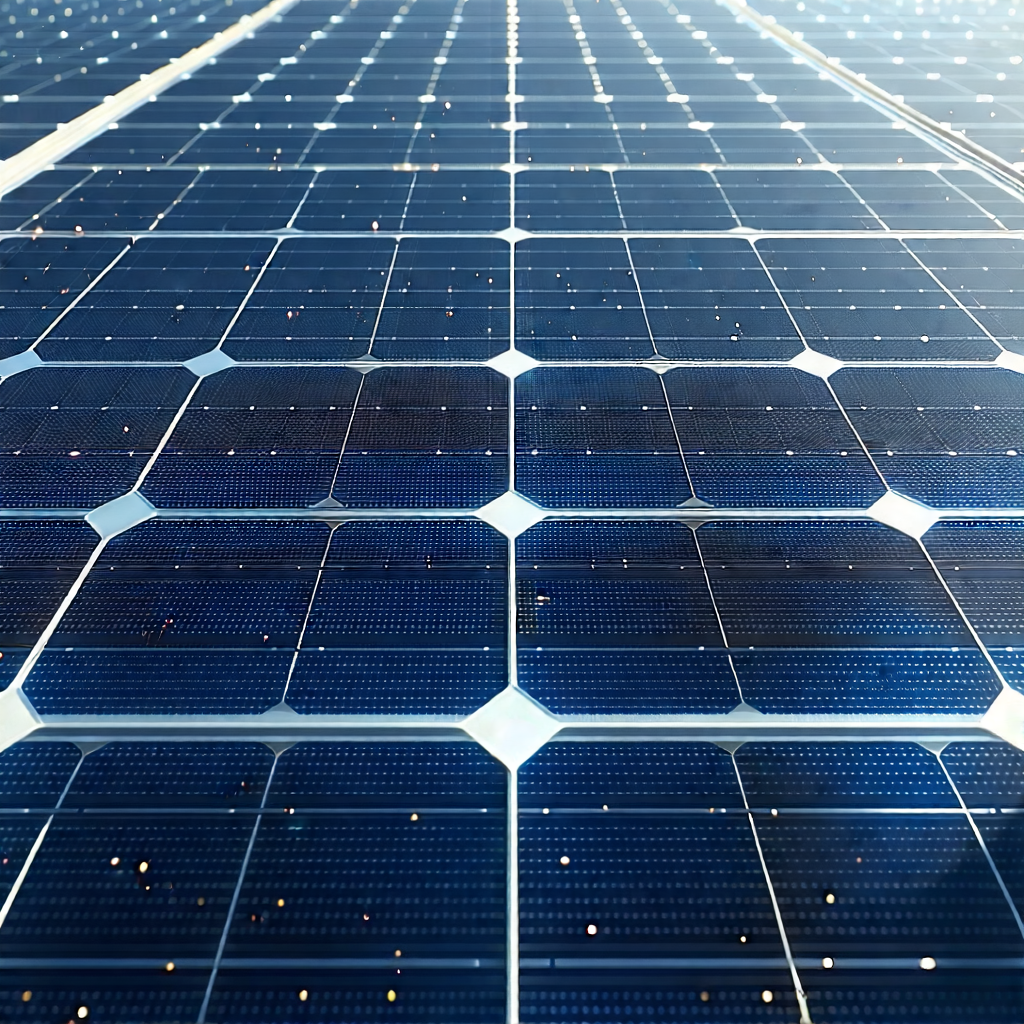Tech Woodcut Print: Solar Panel With Digital Particles With Large Solar