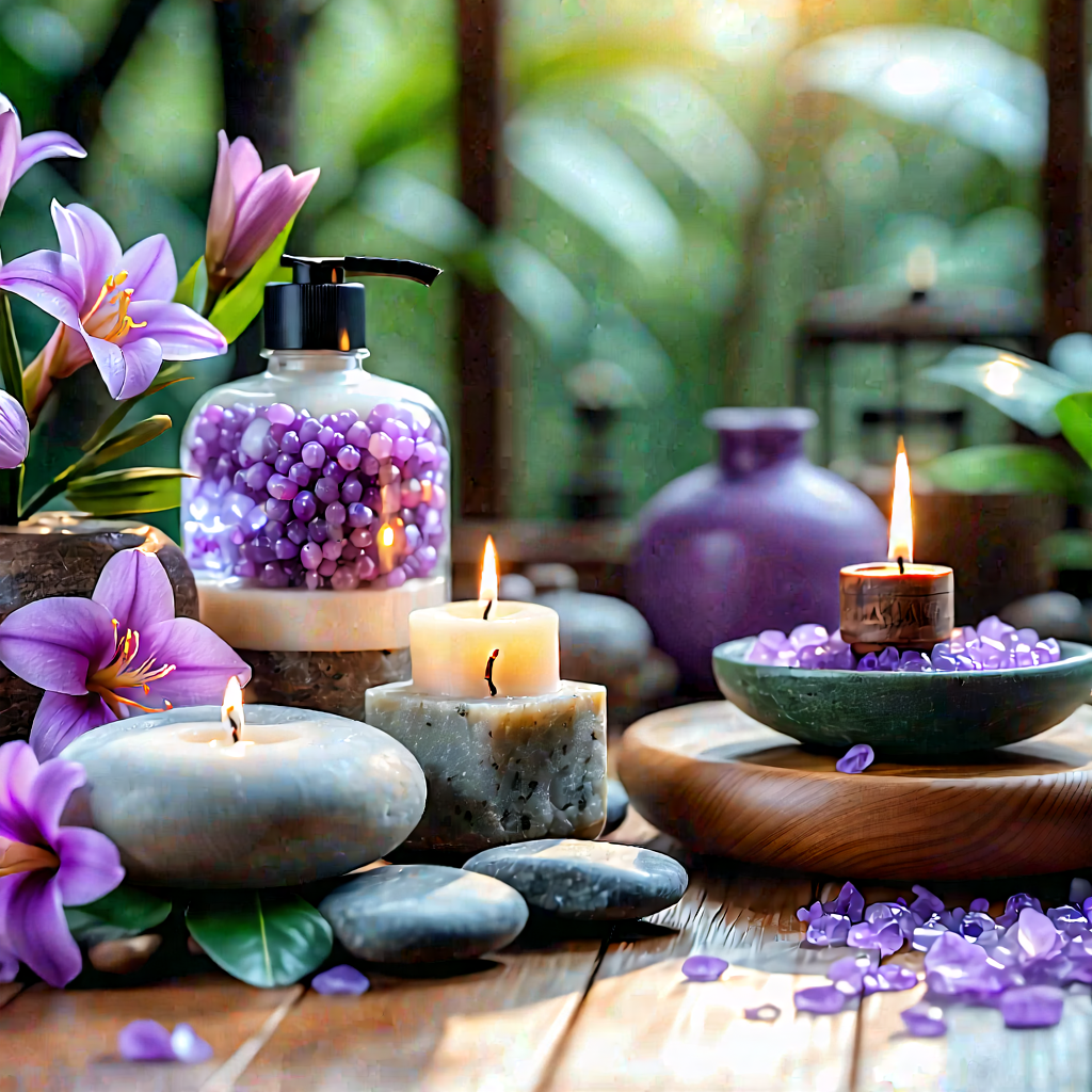 Lifestyle Blender Artwork: Wellness scene with aromatherapy