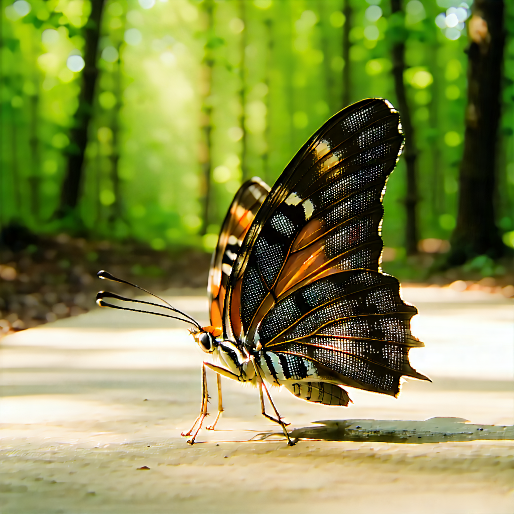 Nature Architectural Photography: Butterfly In Forest Environment With Large Butterfly