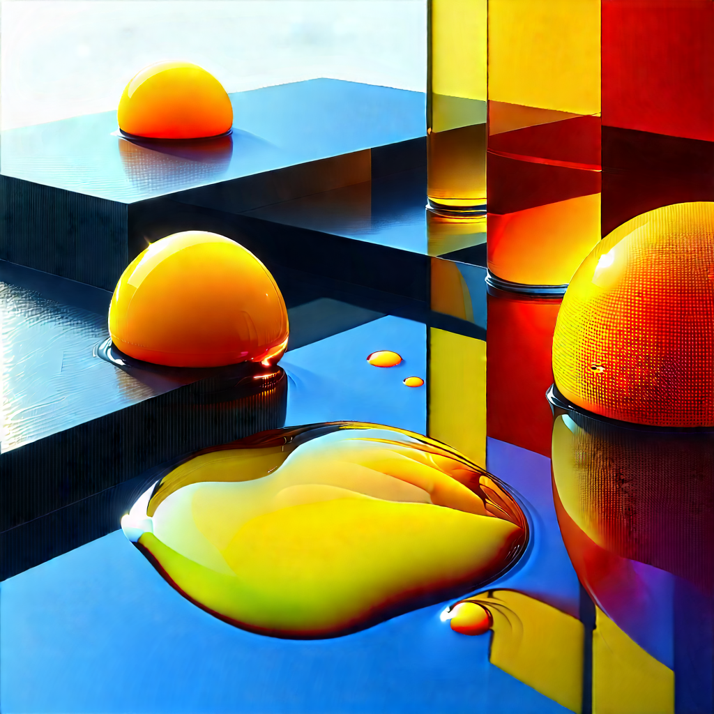 Abstract Bauhaus Style: Liquid Arrangement With Blue Yellow
