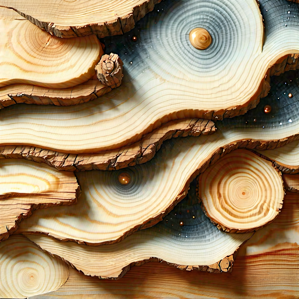 Abstract Advertising Photography: Wood Installation With Texture With Large Wooden