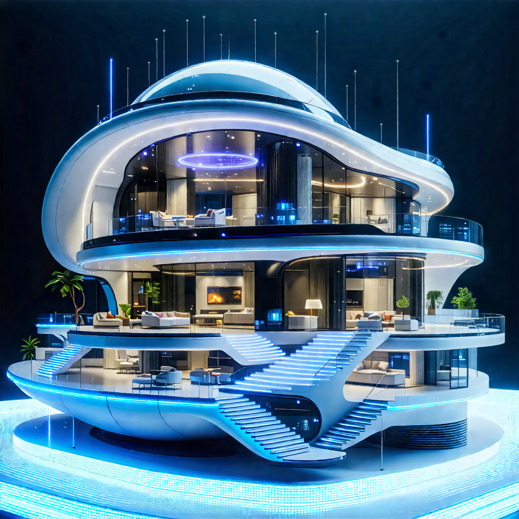 Tech 3d Render: Futuristic Smart Home With Large, Futuristic-looking
