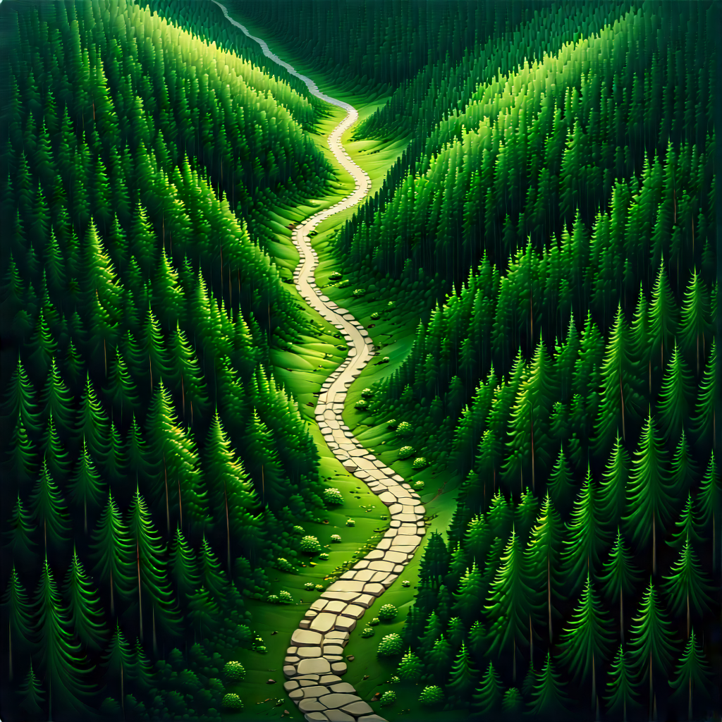 Nature Isometric Design: Path through dense forest