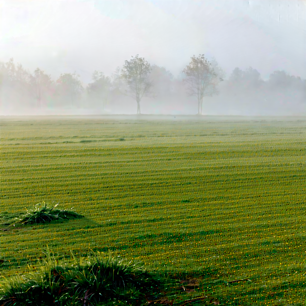 Nature Drone Photography: Meadow during foggy morning