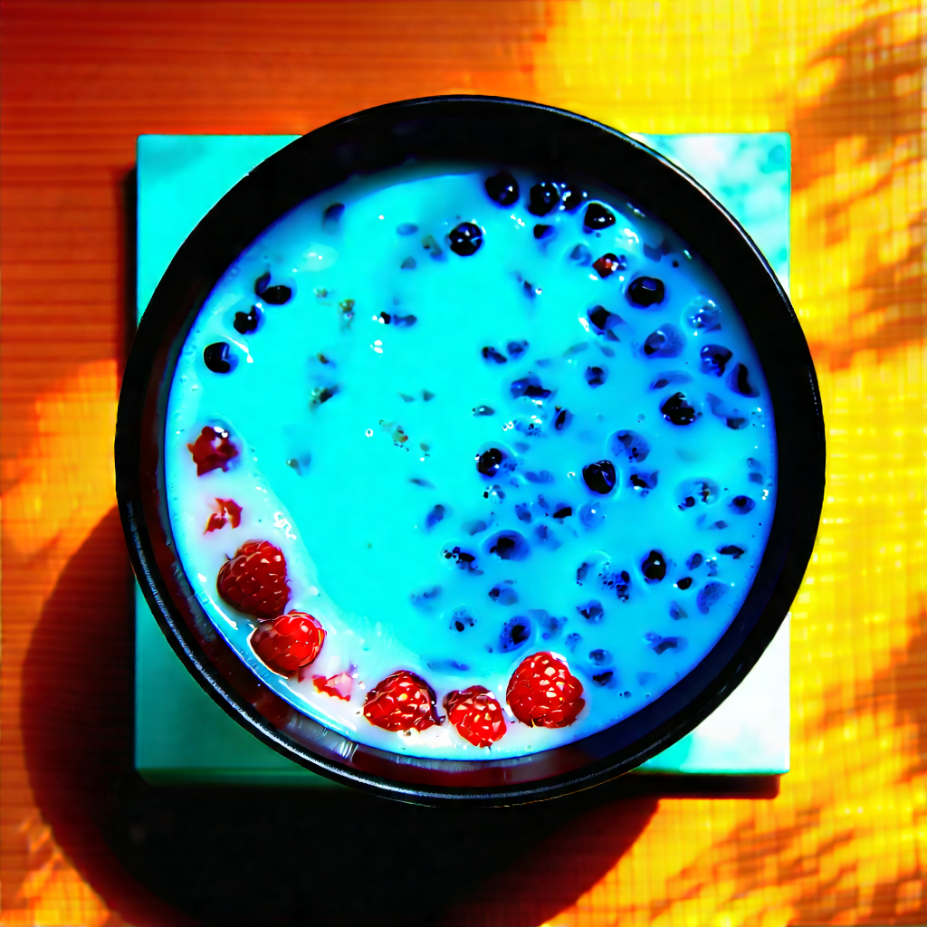 Lifestyle Aerial Photography: Smoothie Bowl Prepared With Artistic Presentation With Bowl Food