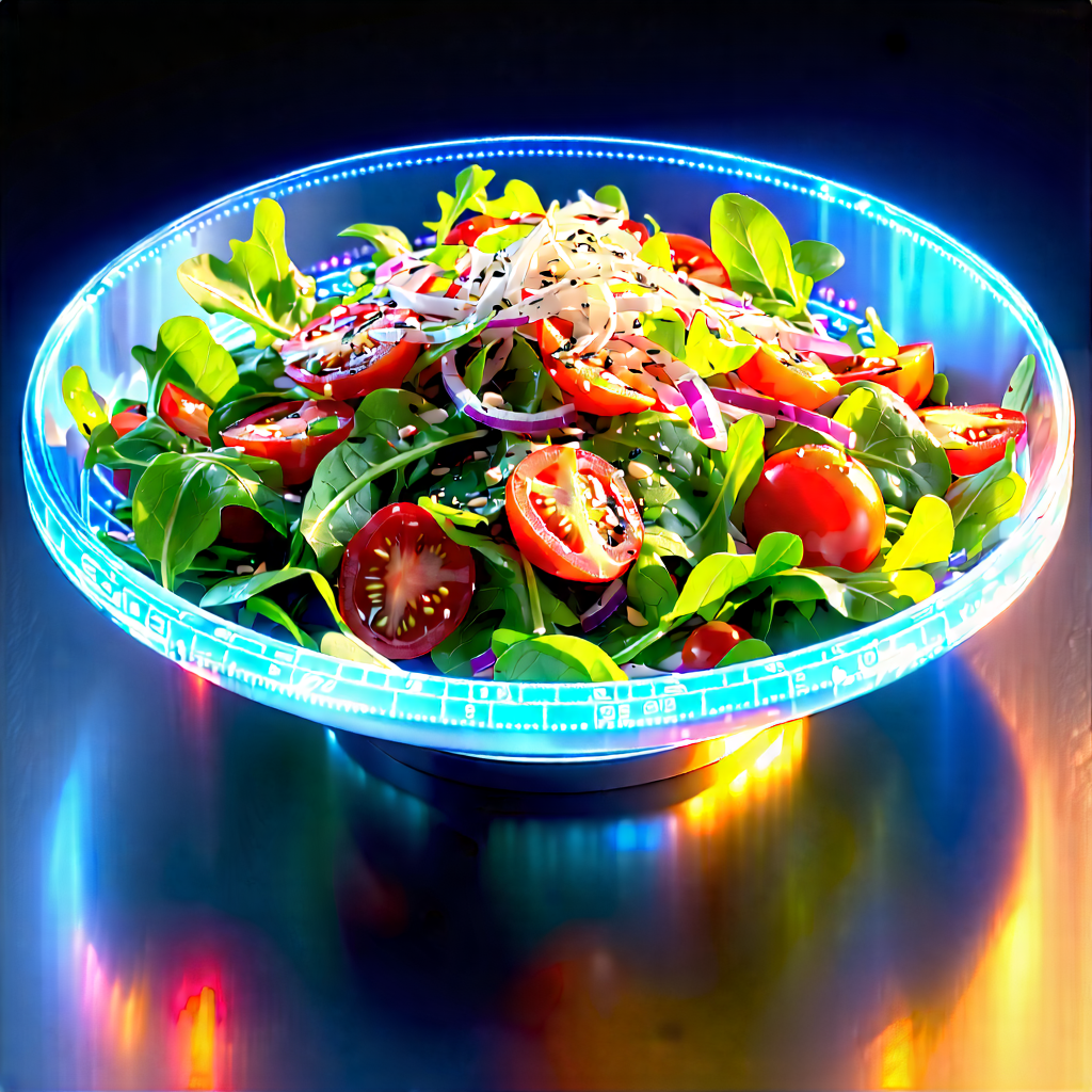 Lifestyle Digital Art: Fresh Salad Prepared With Seasonal Produce With Large Bowl