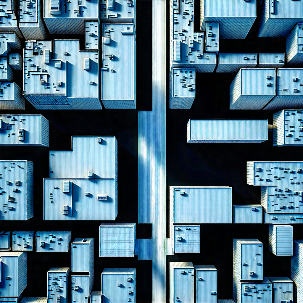 Urban Commercial Photography: Aerial view of city blocks