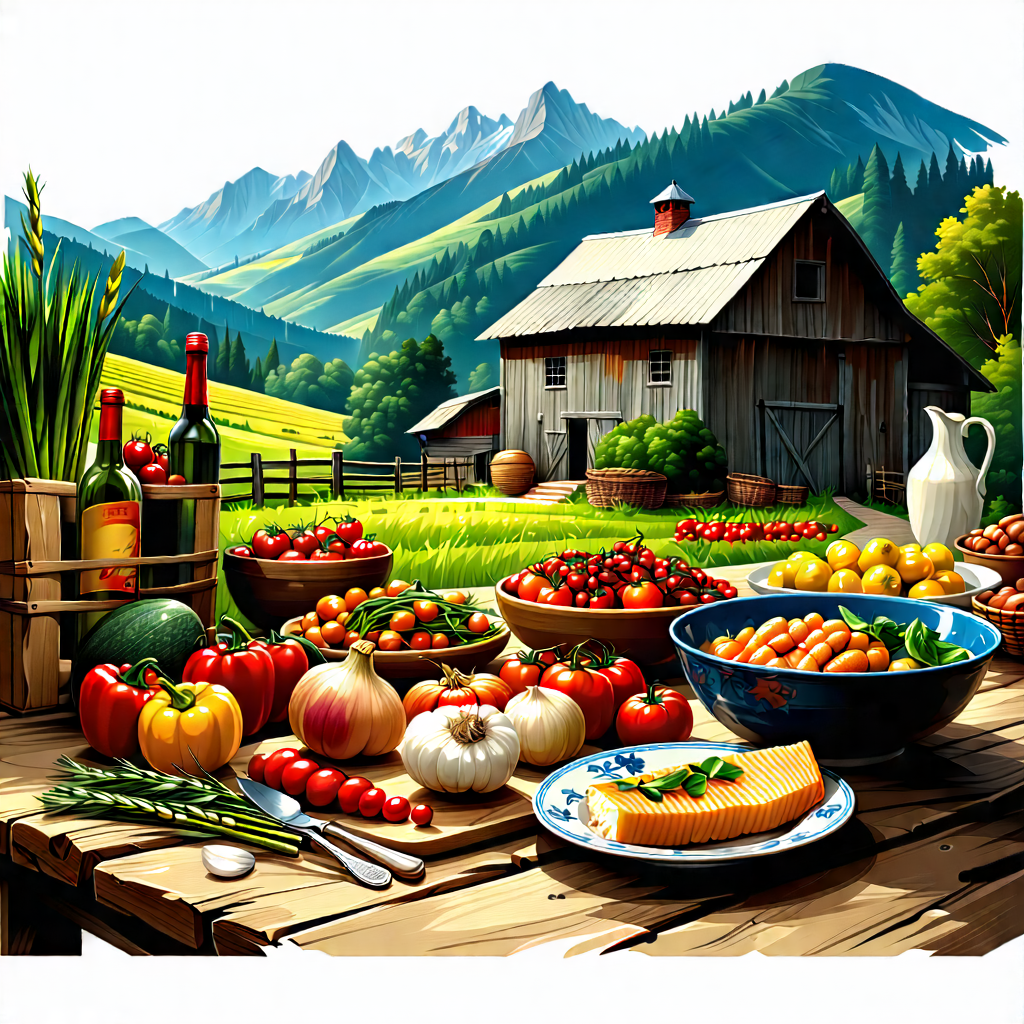 Lifestyle Lithograph: Farm-to-table Meal Prepared With Organic Components With Image, There