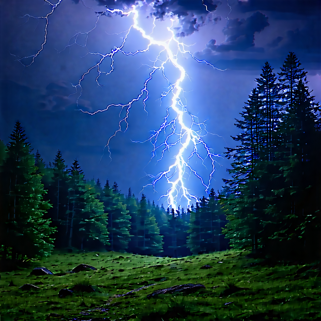 Nature Long Exposure Photography: Lightning over forest clearing