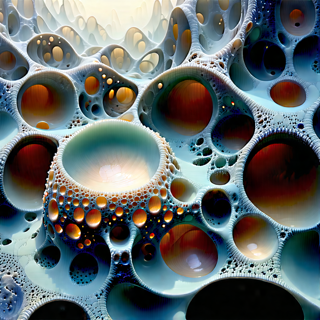 Abstract Encaustic Painting: Abstract Interpretation Of Cellular Structures With Image, There