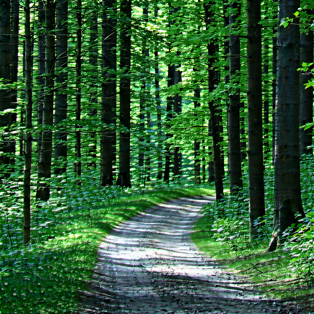 Nature Tilt-Shift Photography: Path through dense (forest:1.38)