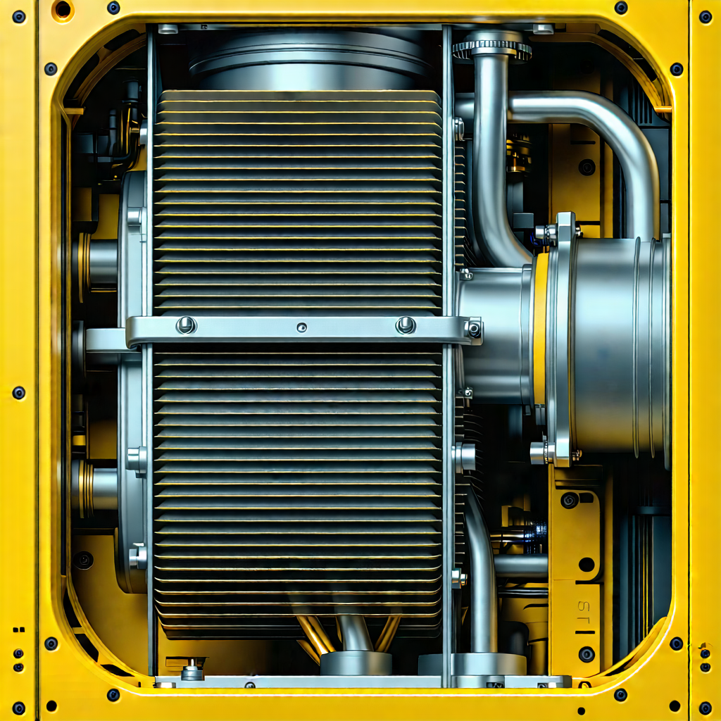 Tech Woodcut Print: Close-up of cooling system