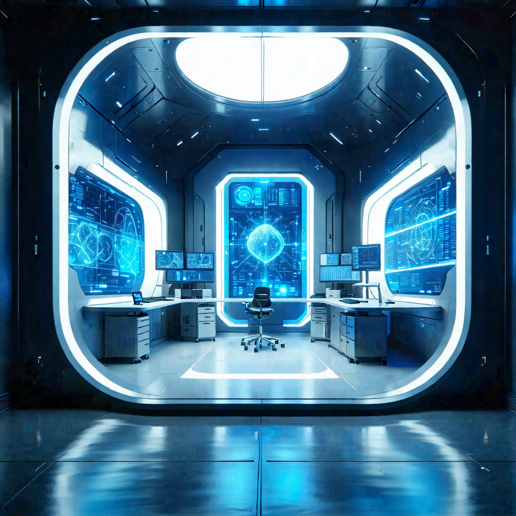 Tech Advertising Photography: Futuristic Research Laboratory With Image, There