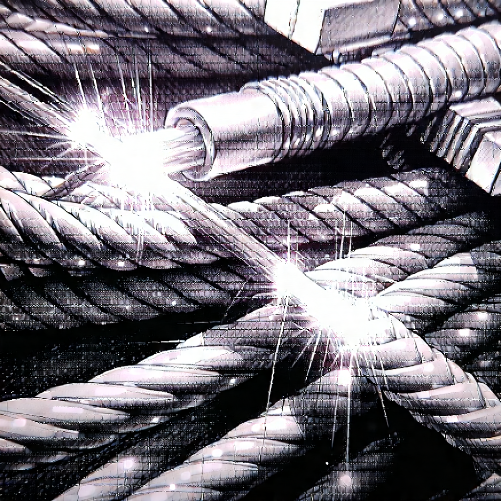 Tech Charcoal Drawing: Close-up of fiber optic cables