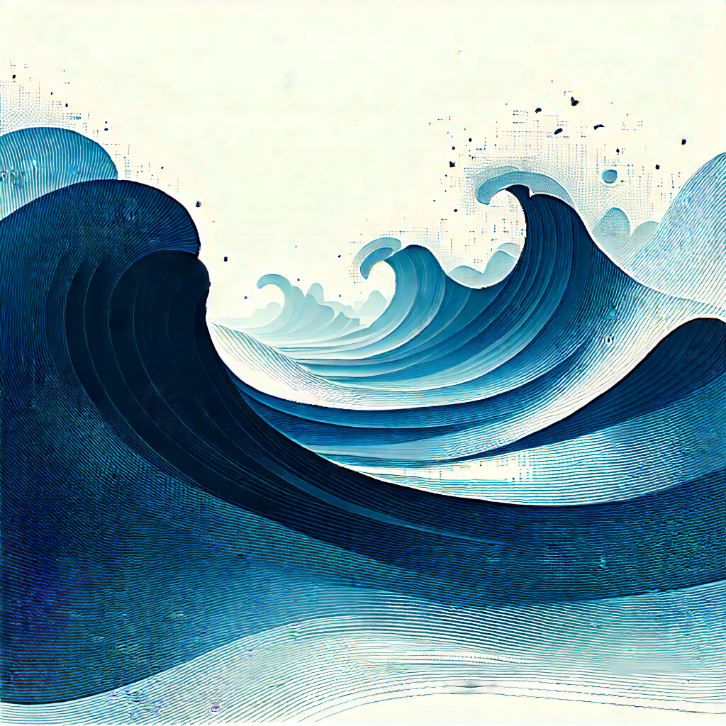 Abstract Ink Drawing: Wave propagation captured in abstract form
