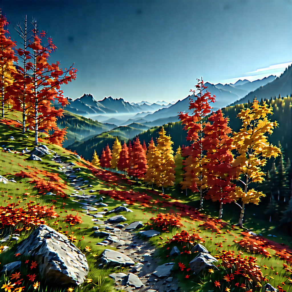 Lifestyle Concept Art: Autumn Hike During Festival Time With Beautiful Mountain