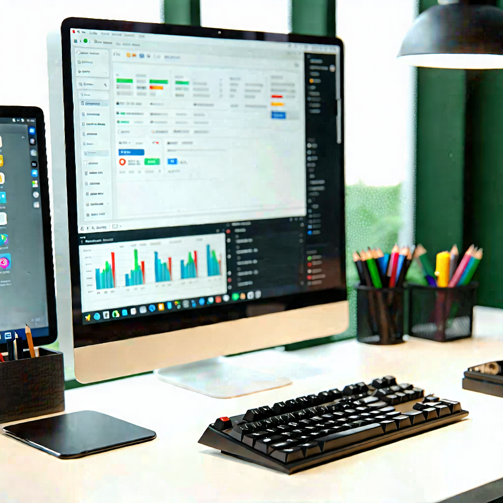 Business Architectural Photography: Workplace with digital devices on desk