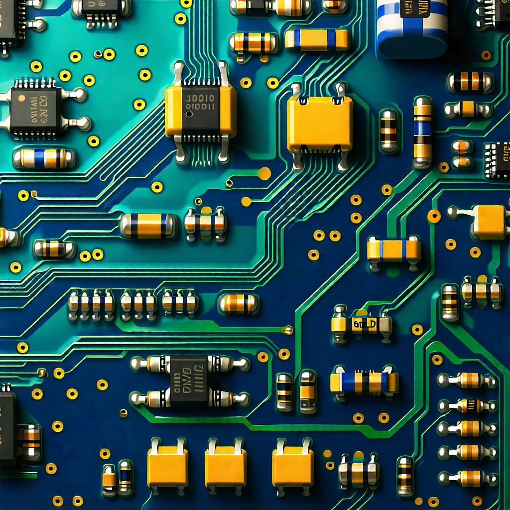 Tech Oil Painting: Close-up of electronic circuit