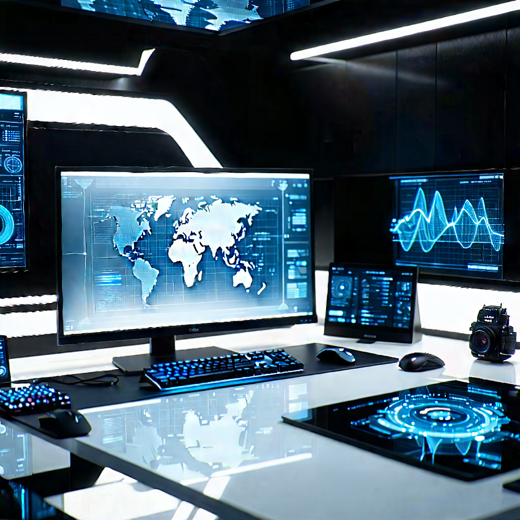 Tech Professional Photography: Futuristic digital workspace