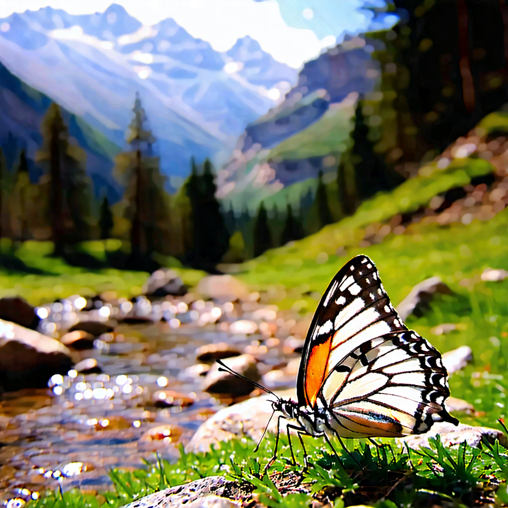 Nature Hdr Photography: Butterfly In Mountain Terrain With Beautiful Butterfly