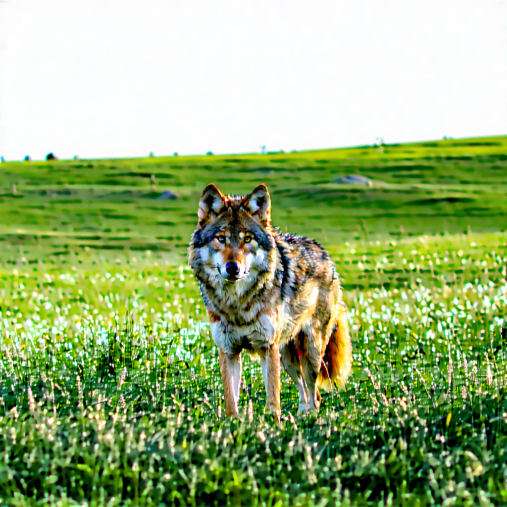 Nature Unreal Engine: Wolf in prairie grassland