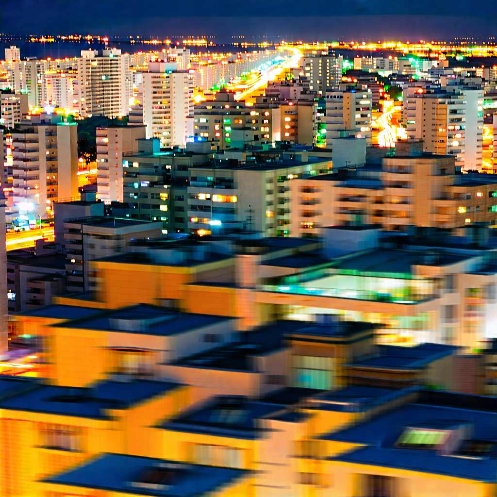 Urban Long Exposure Photography: Aerial view of city blocks