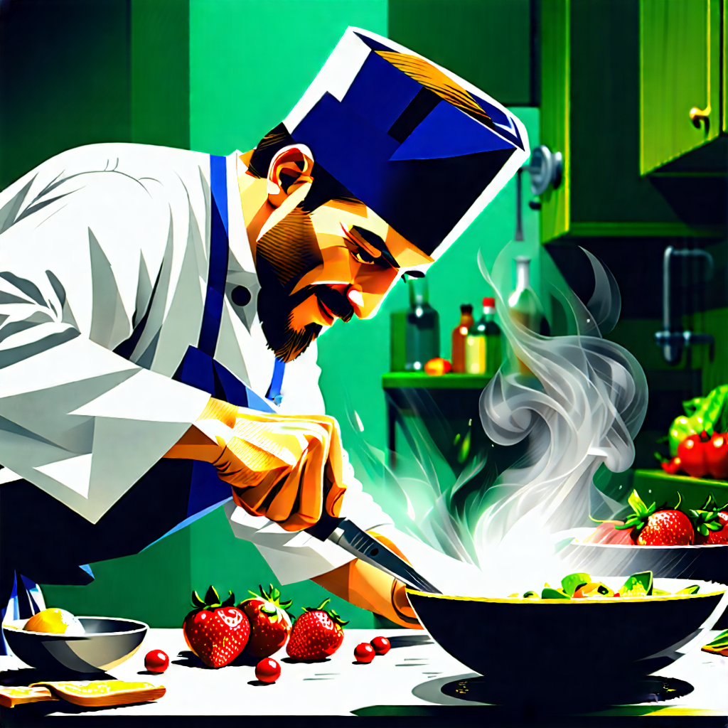 Lifestyle Lithograph: Professional enjoying cooking