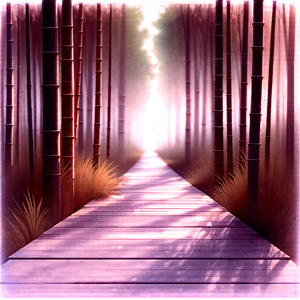 Nature Pencil Sketch: Path Through Bamboo Grove With Painting Pathway
