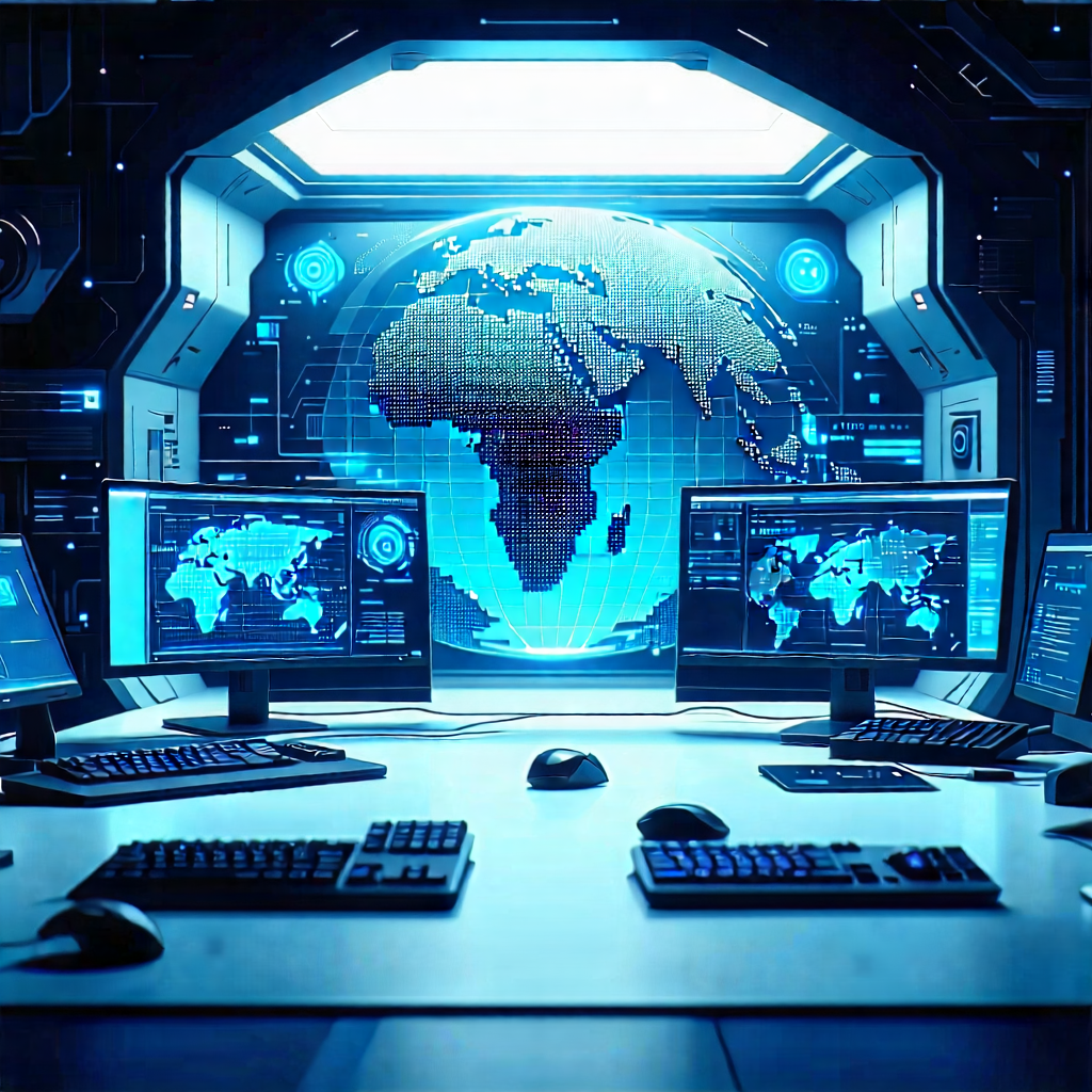 Tech Diagram Style: Futuristic tech startup office