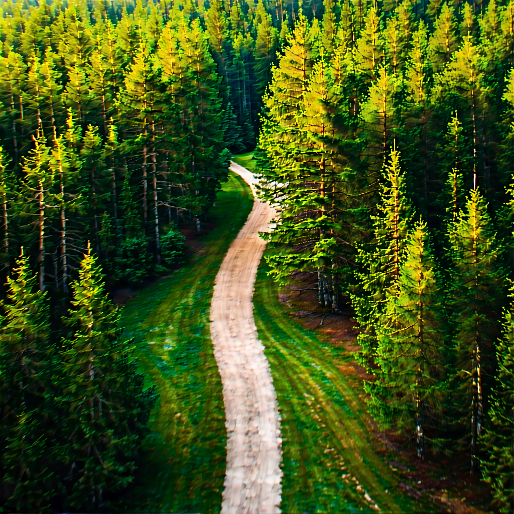 Nature Aerial Photography: Path Through Dense Forest With Dirt Road