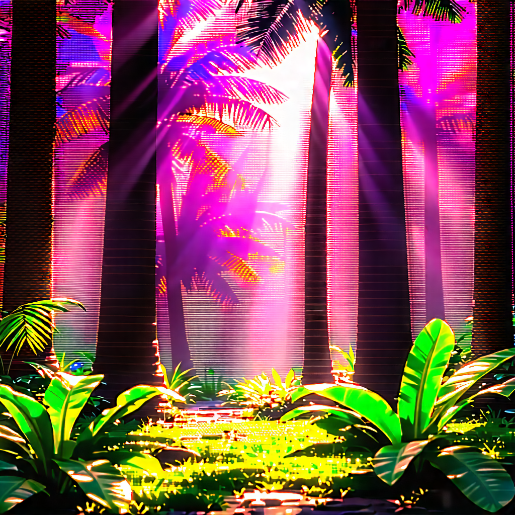 Nature Professional Photography: Tropical Plants In Sunlit Clearing With Image, There