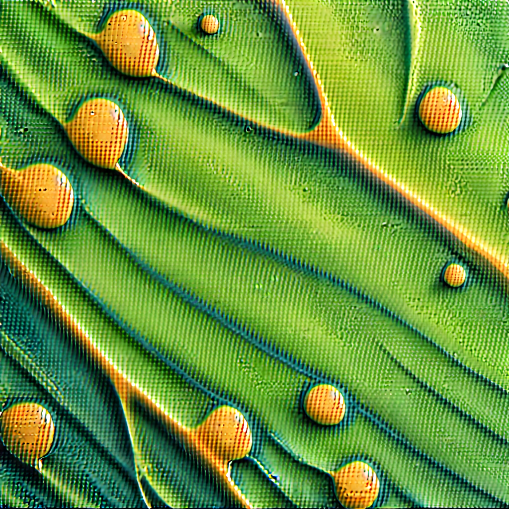 Abstract Acrylic Painting: Macro View Of Natural Pattern With Close-up Green,