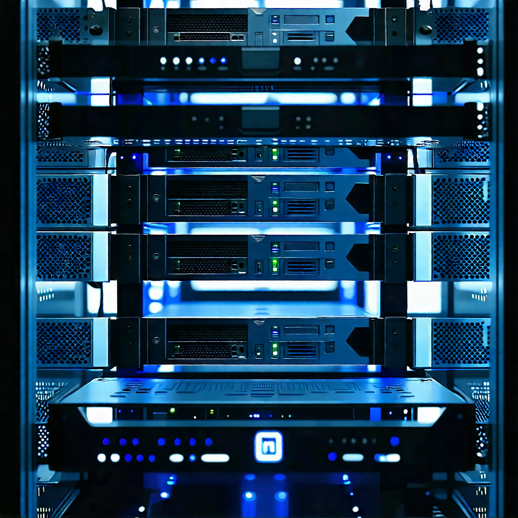 Tech Lithograph: Server rack with laser scanning