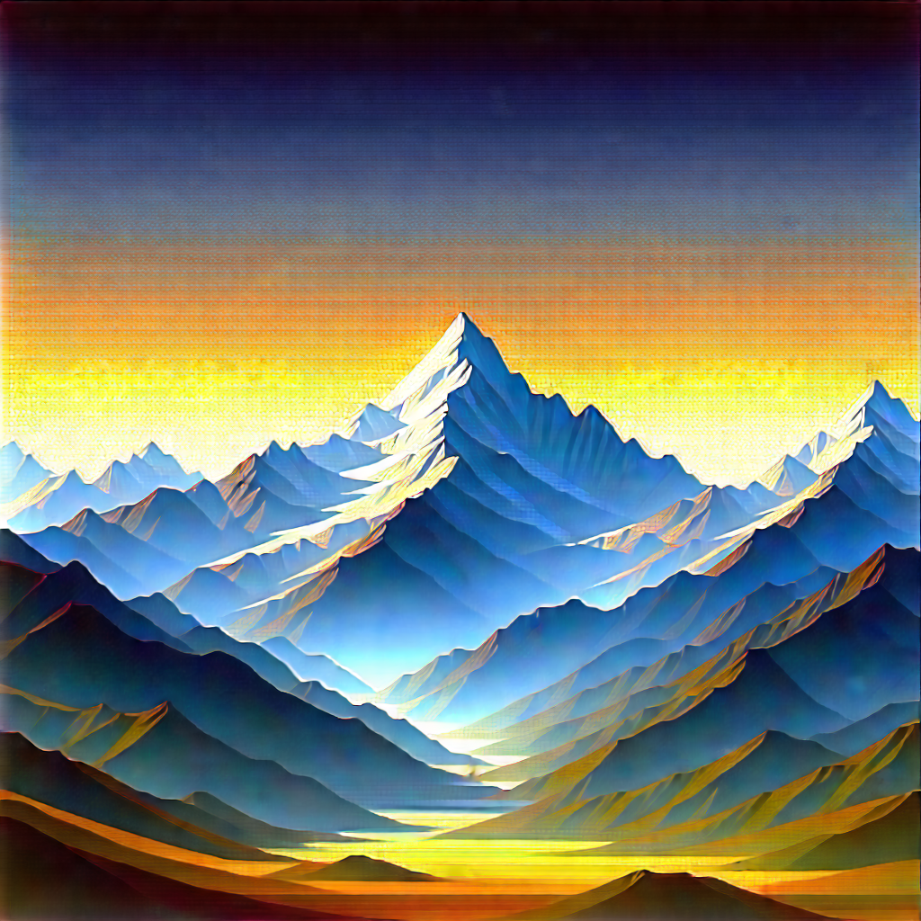 Nature Acrylic Painting: (mountain:1.39) Range During Midday With Painting Mountain