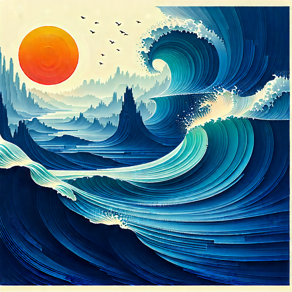 Abstract Linocut Print: Fluid dynamics captured in abstract form