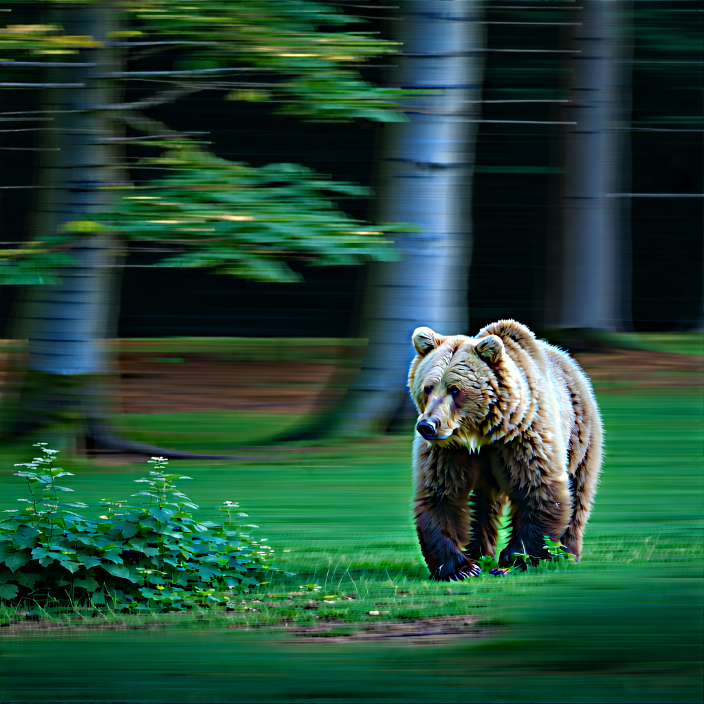 Nature Long Exposure Photography: Bear In (forest:1.35) Environment With Large Brown