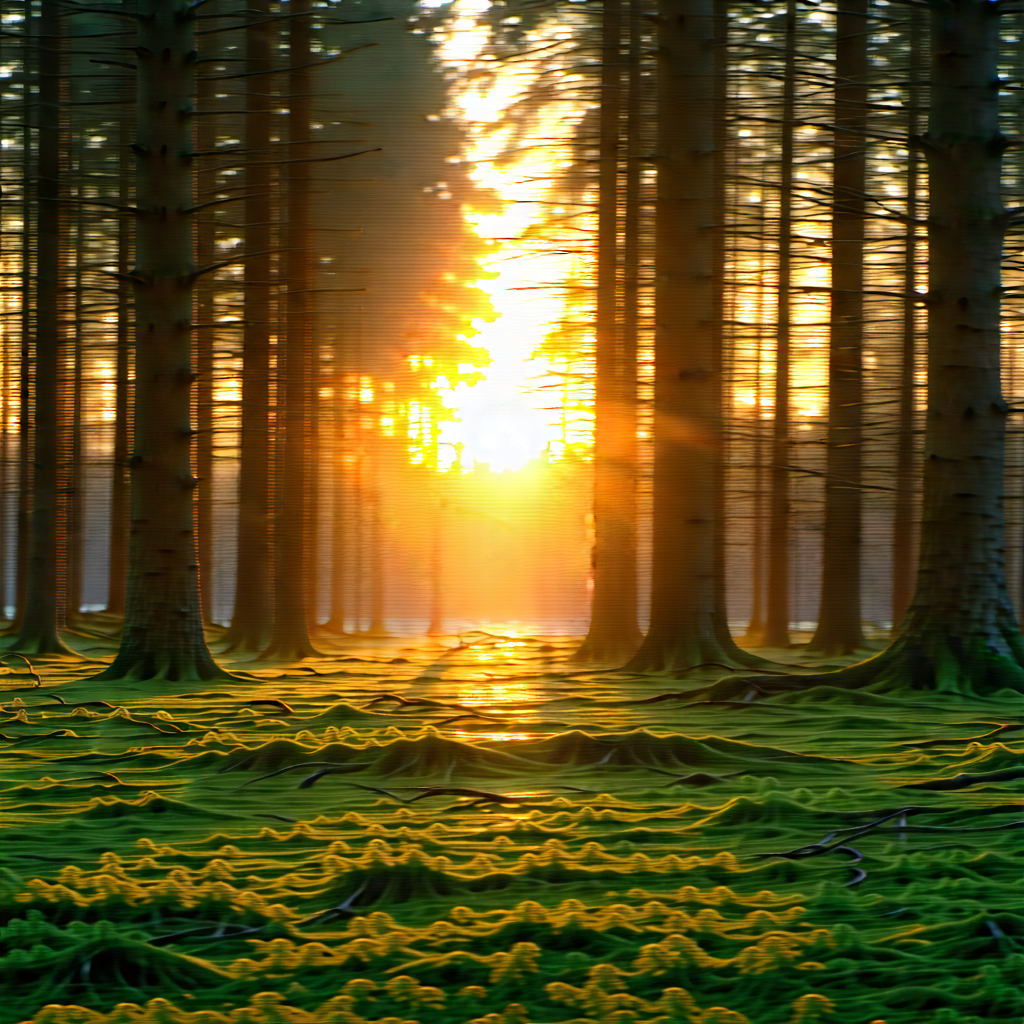 Nature Professional Photography: Forest scene during sunset