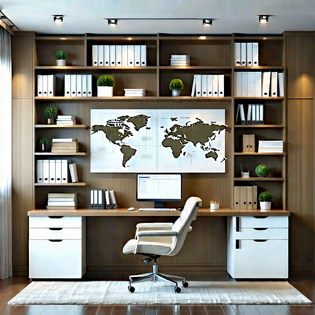 Lifestyle Technical Illustration: Home office with organized space