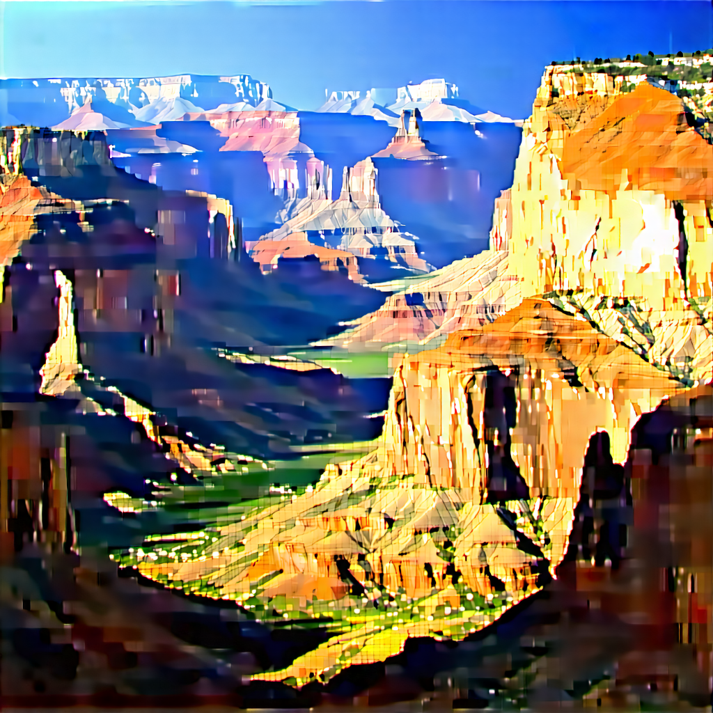 Nature Gouache Painting: Aerial view of canyon system