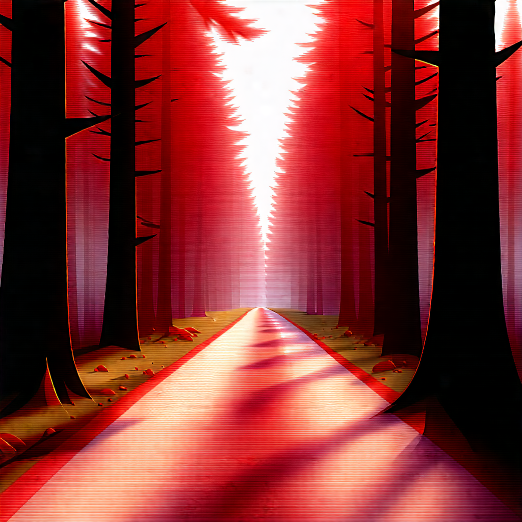 Nature Digital Illustration: Path Through Pine Forest With Image, There