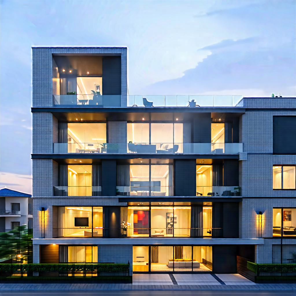 Urban Stock Photography: Modern Apartment Complex With Minimalist Design With Large, Modern