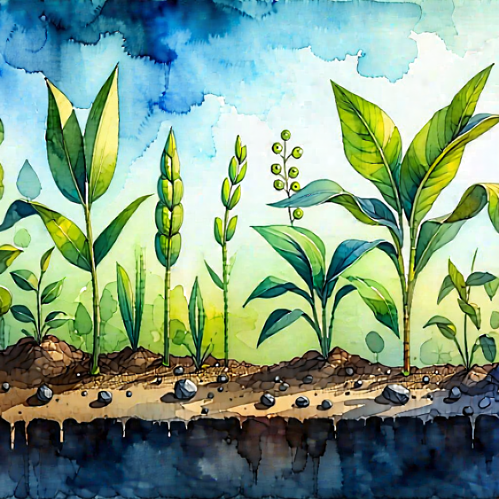 Tech Watercolor Painting: Agricultural technology in modern laboratory