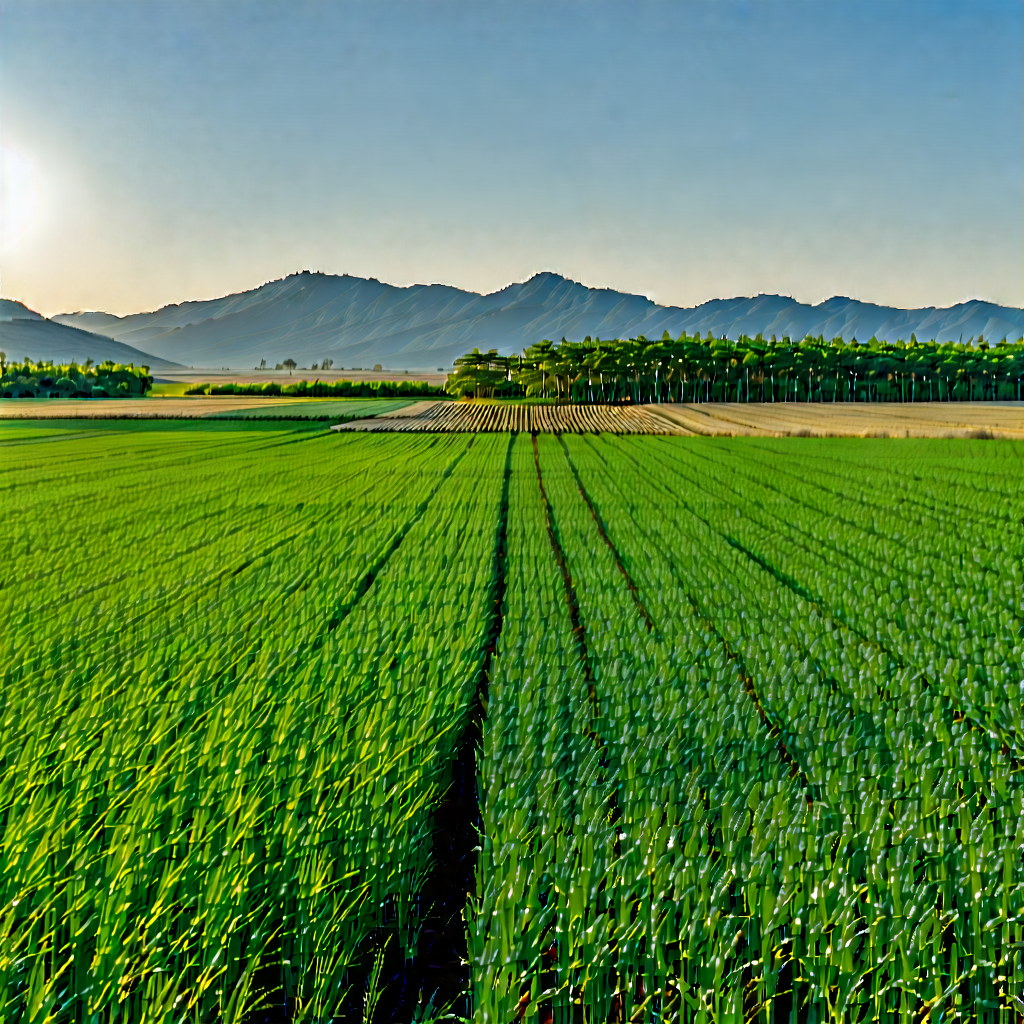 Tech Concept Art: Agricultural Technology In Field Deployment With Large, Lush
