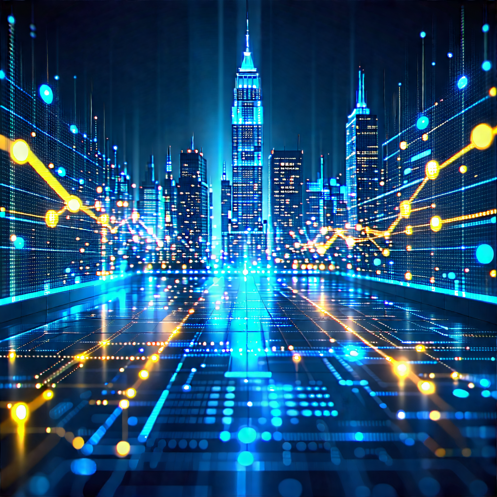Tech Stock Photography: Big Data Visualization With Futuristic Cityscape