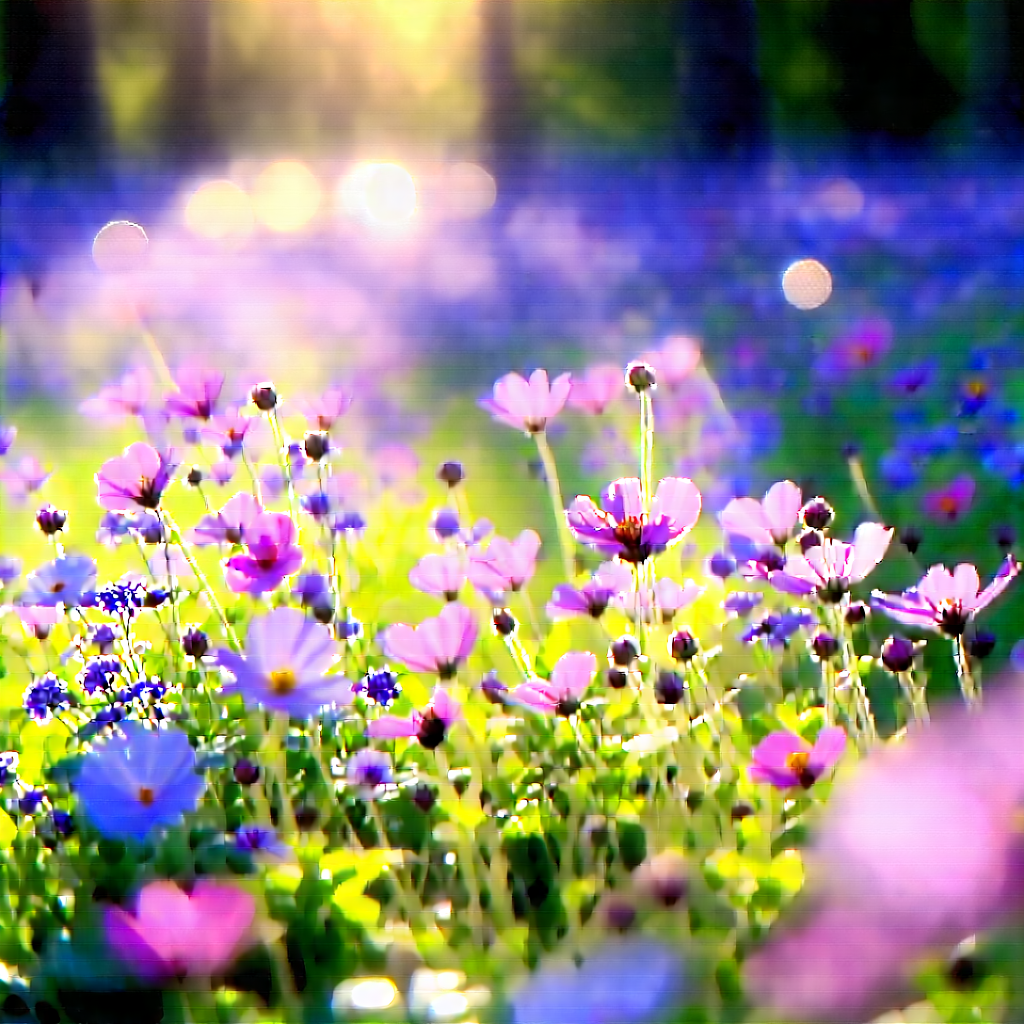 Nature Watercolor Painting: Wildflowers In Sunlit Clearing With Beautiful Field