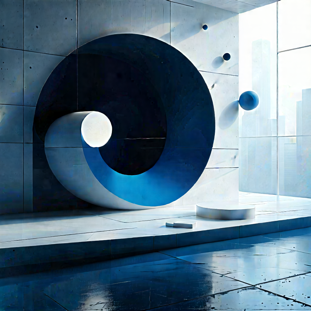 Abstract Sci-fi Art: Minimalist Study With Geometric Shape With Image, There