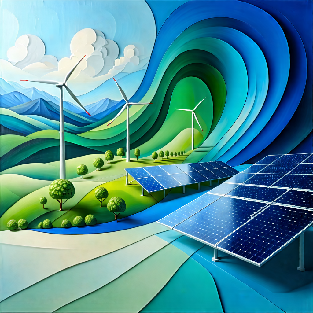 Tech Acrylic Painting: Innovative Renewable Energy Design With Painting Green