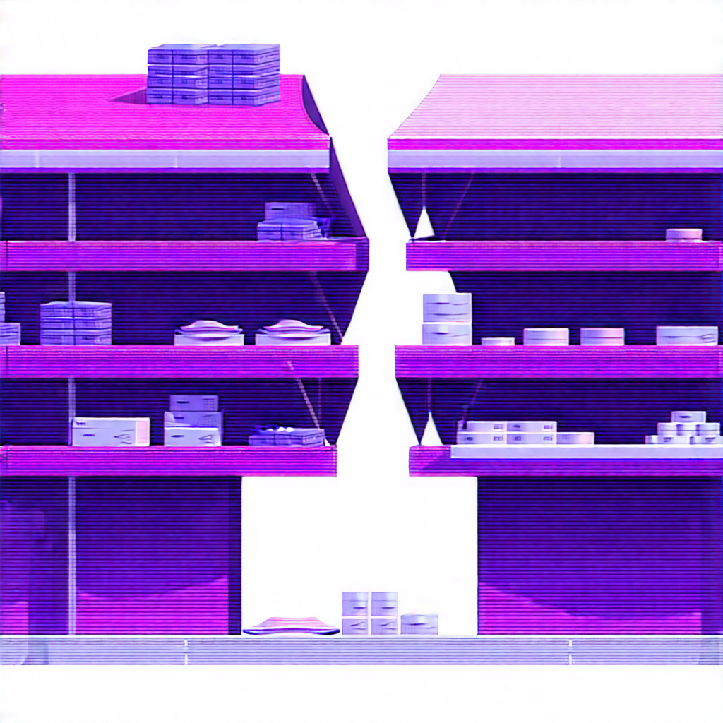 Urban Diagram Style: Outdoor Market With Shopping With Purple White